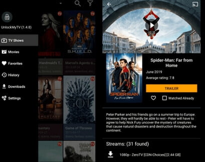 Few Features of this UnlockMyTV app that is similar to showbox