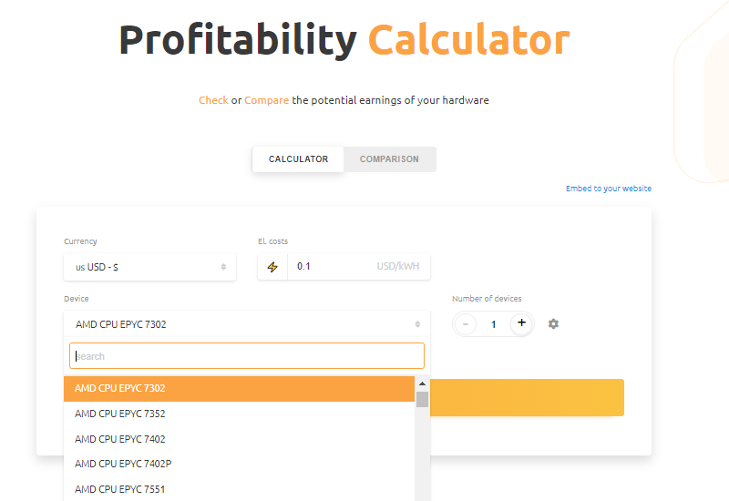 Easy way to calculate cryptocurrency mining earnings