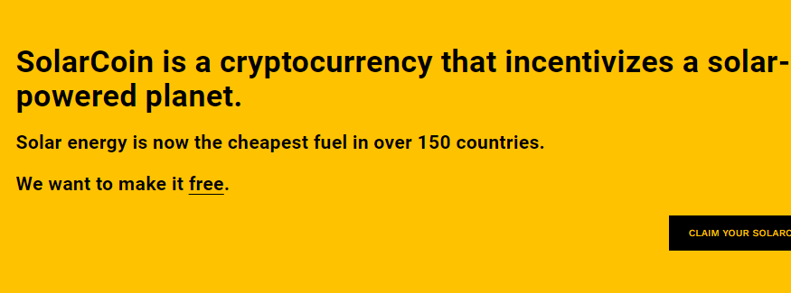 SolarCoin environmentally friendly cryptocurrency