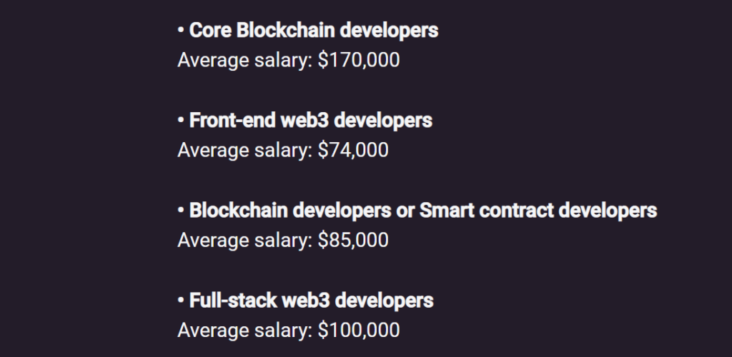 average salary of web3 developers