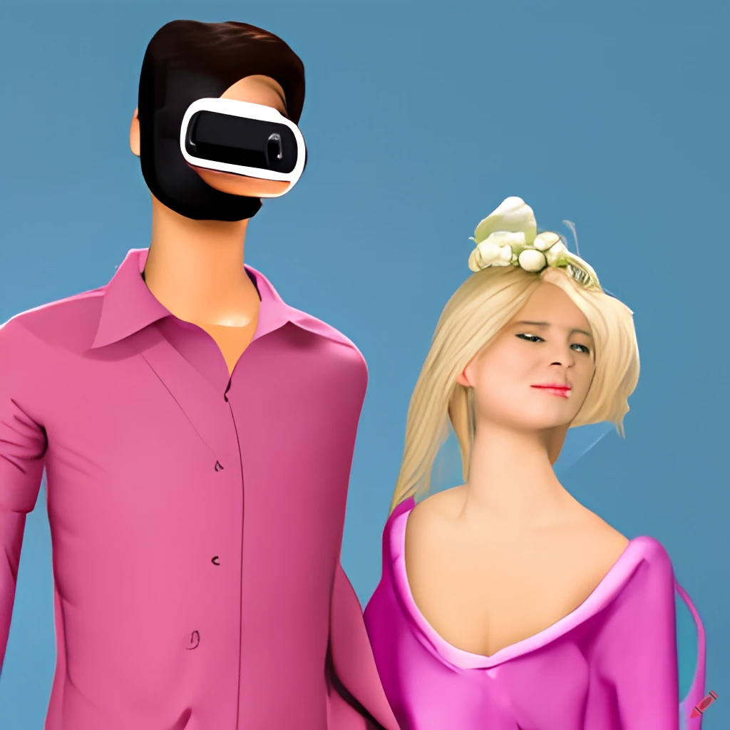 couple celebrating marriage in metaverse